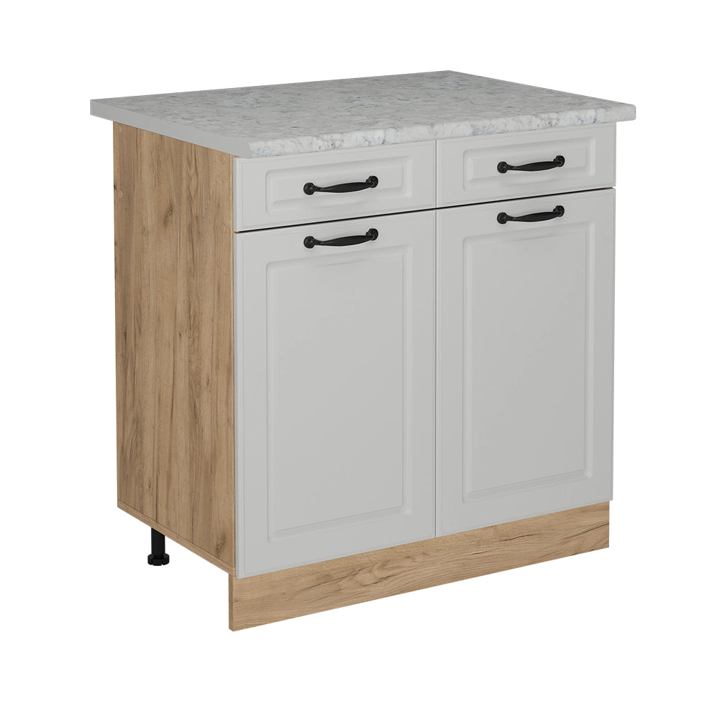 Mobiletto base per cucina R-Line Bianco rustico/Rovere dorato 80 cm PL Marmo Vicco