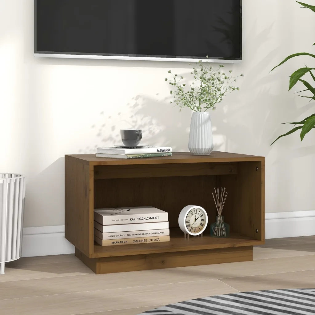 Mobile Porta TV Ambrato 60x35x35 cm in Legno Massello di Pino 813827