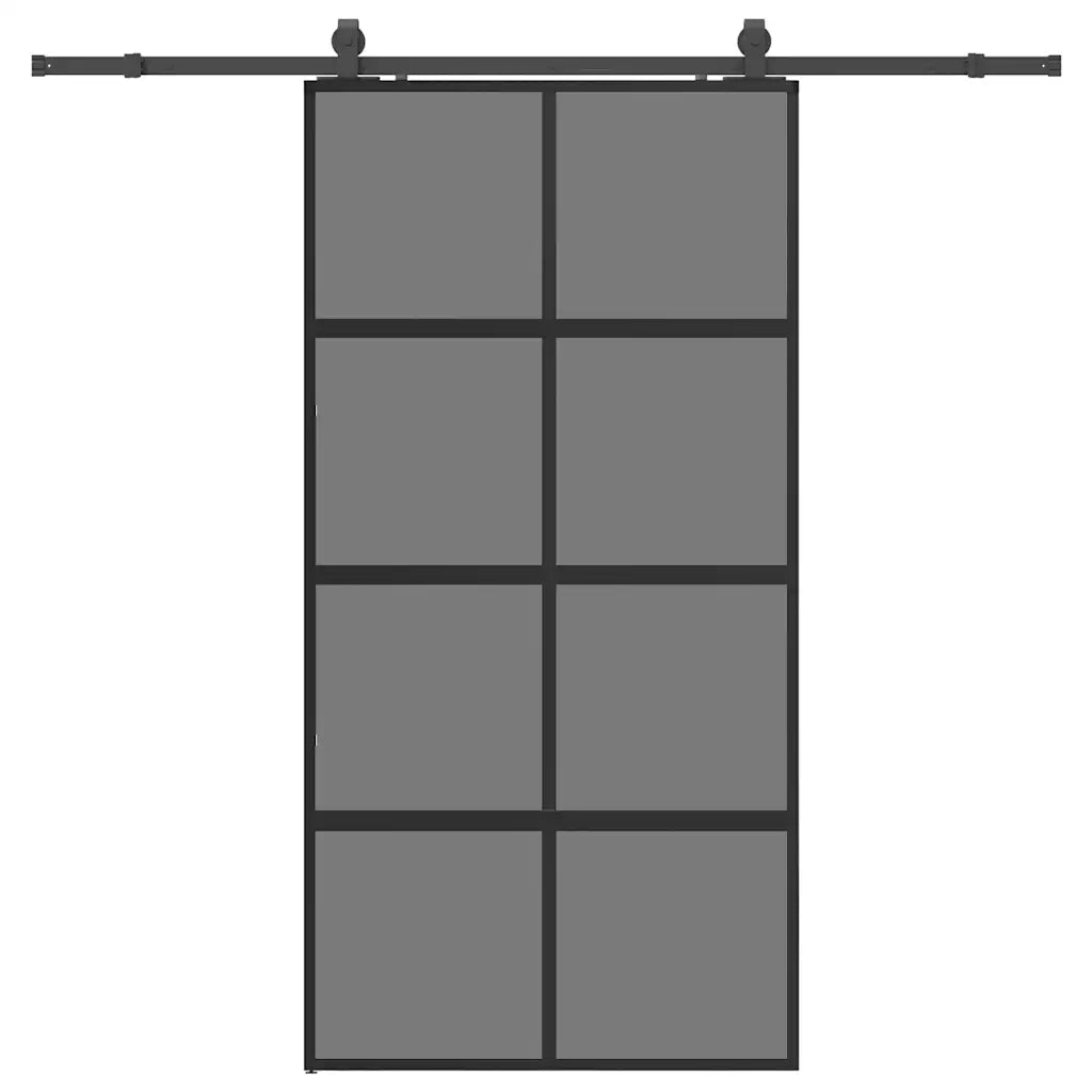 Porta Scorrevole Ferramenta Nera 102,5x205 cm Vetro Temperato