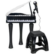 PIANOFORTE PER BAMBINI A 32 TASTI CON SGABELLO, MICROFONO, MUSICHE, LUCI E GAMBE RIMOVIBILI, NERO