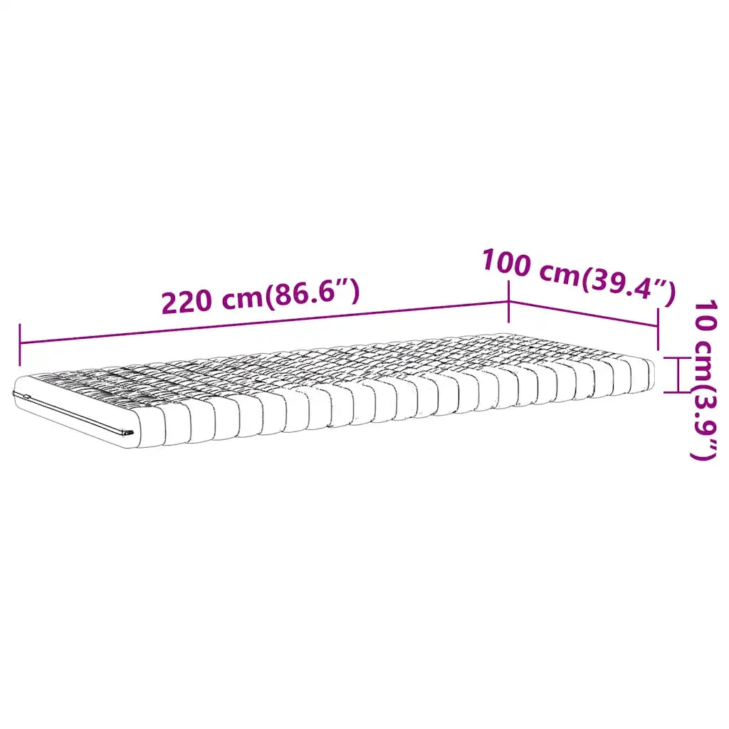 Materasso in Schiuma-Materasso per Letto Bianco 100x220 cm 7 Zone Durezza 20 ILD
