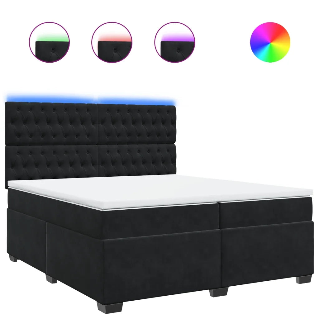 Giroletto a Molle con Materasso Nero 200x200 cm in Velluto
