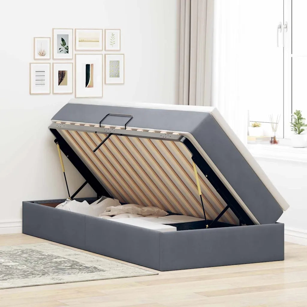 Letto con contenitore e materasso Grigio scuro 90 x 190 cm 3370270