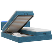 Letto Ottomano con Materasso e LED Blu scuro 180 x 200 cm 3457318