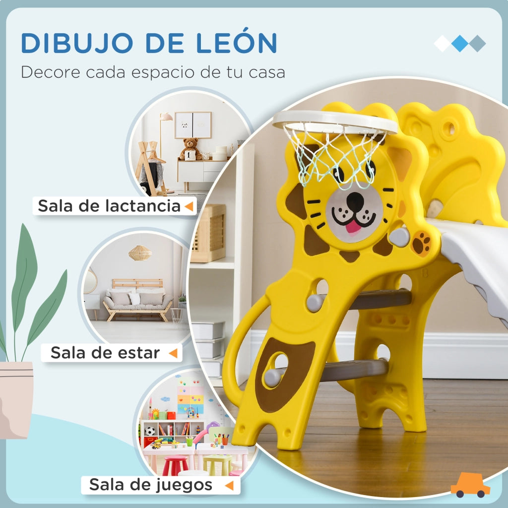 Letto a Soppalco per Bambini con Scivolo e Scala ¨C Zephmum ¨C Giallo Grigio 131x50x74cm