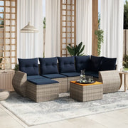 Set Divani da Giardino 7 pz con Cuscini Grigio in Polyrattan 3225109