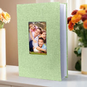 Album fotografico per famiglia, può contenere 300 foto (foto 6 pollici), formato grande, copertina in lino, ideale album fotografico per famiglia, matrimoni, viaggi e bambini, 33*22*5cm, verde chiaro