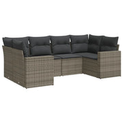 Set Divano da Giardino 6 pz con Cuscini Grigio in Polyrattan