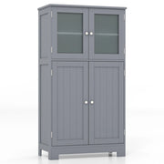 Armadietto del bagno con ante di vetro e mensole regolabili-Mobiletto da bagnoOrganizer multiuso per corridoio salone bagno Grigio