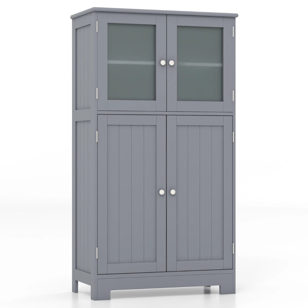 Armadietto del bagno con ante di vetro e mensole regolabili-Mobiletto da bagnoOrganizer multiuso per corridoio salone bagno Grigio