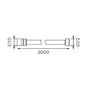 Flessibile doccia in acciaio cm 200 cm doppia aggraffatura, cromato