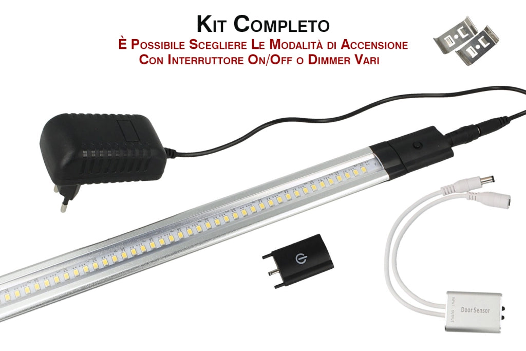 Kit Barra Led Con Sensore Door Apertura Anta 50cm Luce Calda Alimentatore Compreso Per Cucina Sottopensile Mobile ect.