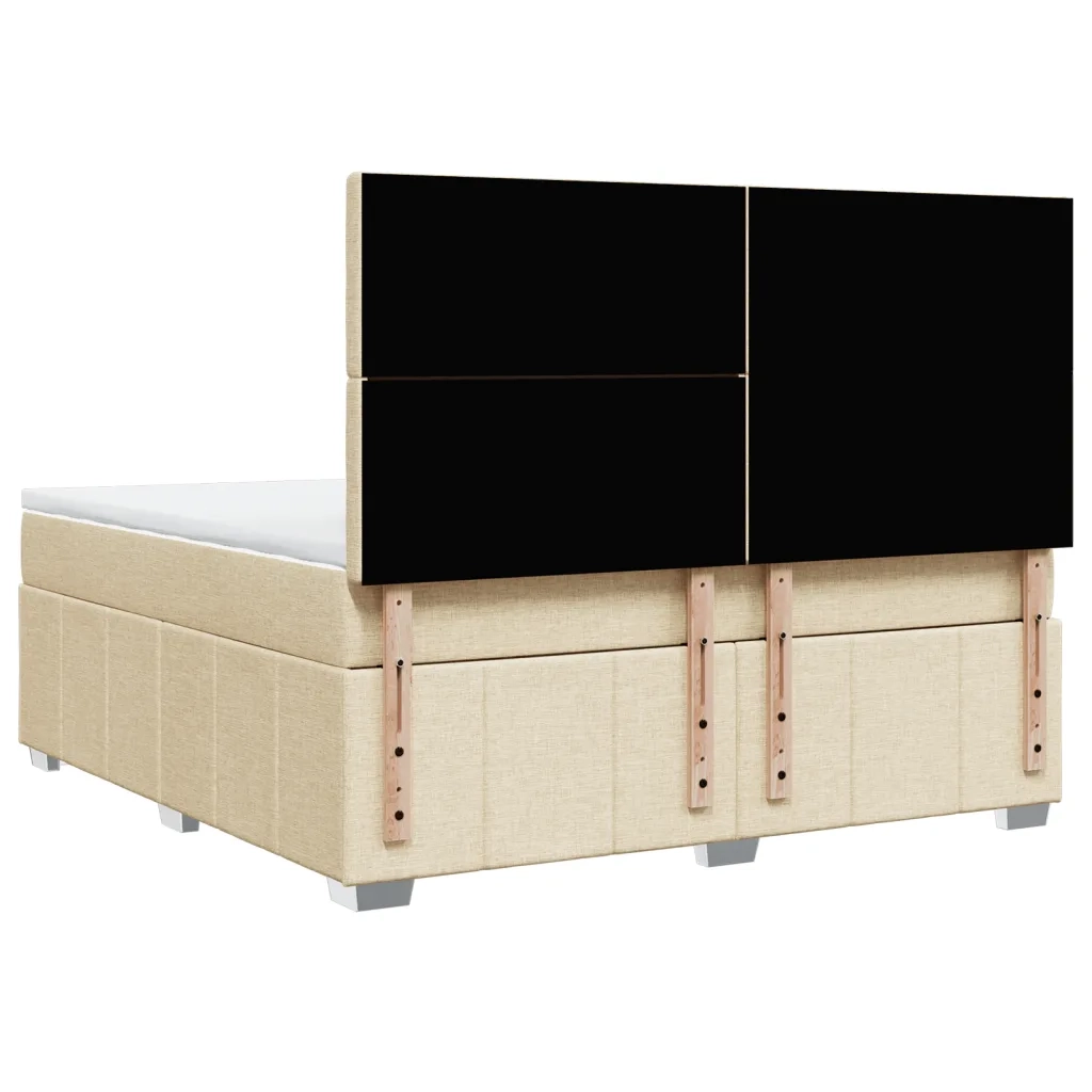 vidaXL Giroletto a Molle con Materasso Crema 180x200 cm in Tessuto