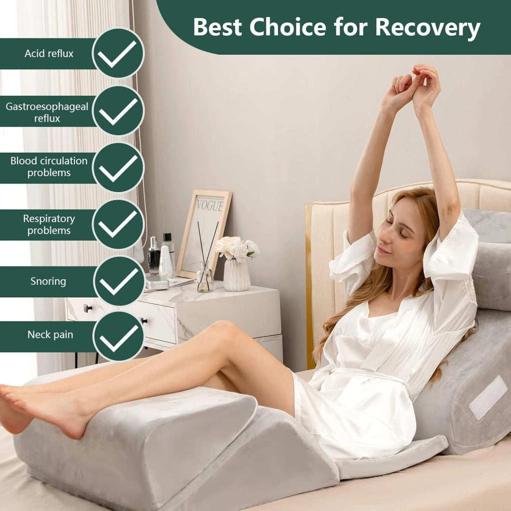 Set di 6 cuscini con zeppa in memory foam, cuscino da lettura con poggiatesta e cuscino gambe rialzate per dopo la chirurgia, gravidanza, sonno laterale