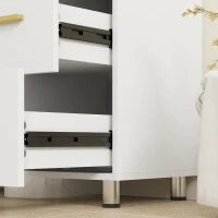 Mobile Sottolavabo con Intaglio a U, Armadietto e 3 Cassetti, Chiusura Ammortizzata, 70x30x65 cm, Bianco