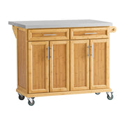 Carrello Cucina Credenza Legno Piano Lavoro Cucina Piano in Acciaio è allungabile FKW69-N
