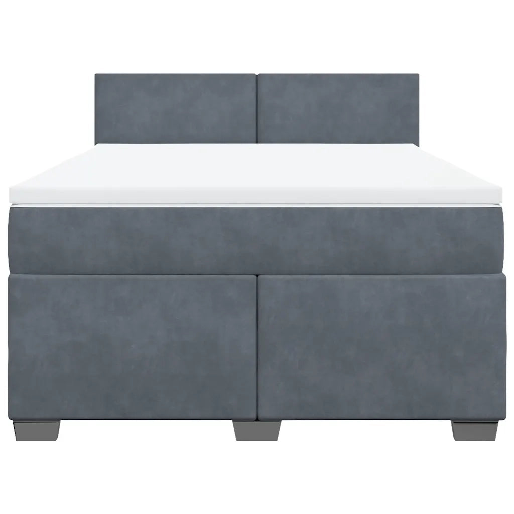 Giroletto a Molle con Materasso Grigio Scuro 140x190 cm Velluto