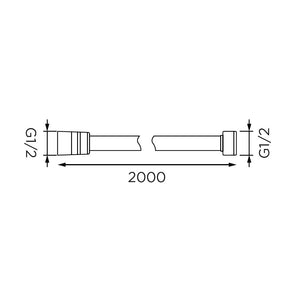 Flessibile da 200 cm in acciaio cromato, doppia aggraffatura