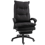 SEDIA DA UFFICIO AD ALTEZZA REGOLABILE CON 6 PUNTI MASSAGGIANTI IN TESSUTO EFFETTO LINO 70X62X120-130 CM NERO