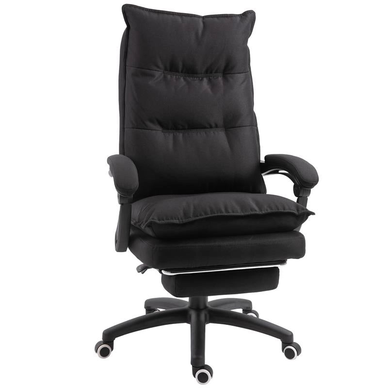 SEDIA DA UFFICIO AD ALTEZZA REGOLABILE CON 6 PUNTI MASSAGGIANTI IN TESSUTO EFFETTO LINO 70X62X120-130 CM NERO