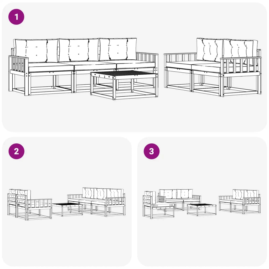 Set di divani da esterno 6 pz Bianco e Beige 3386057