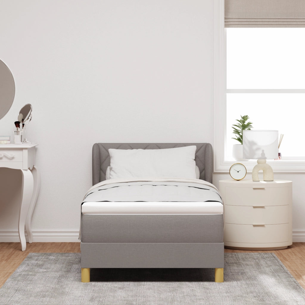 Letto Box Spring con Materasso Tortora 100x200 cm Tessuto