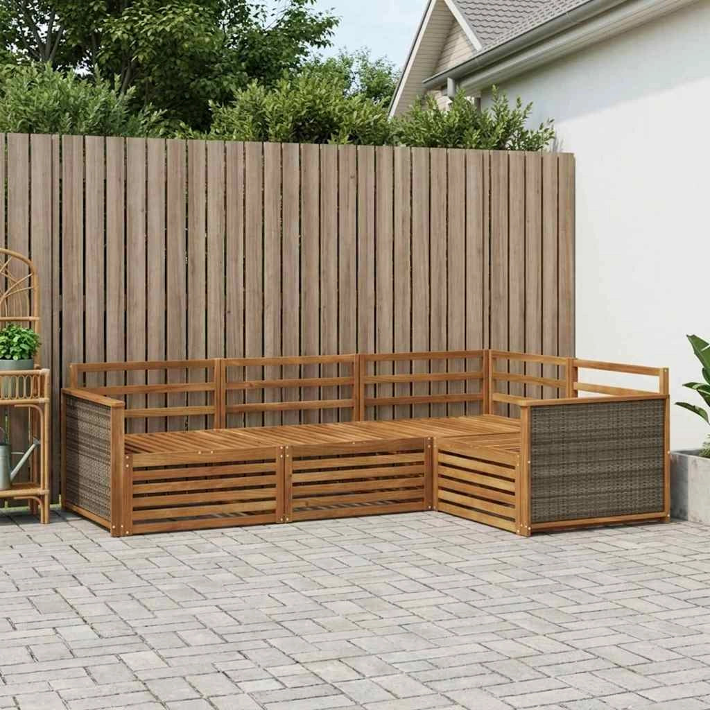 Set di divani da esterno 4 pz Naturale Legno di Acacia Massello 3383287