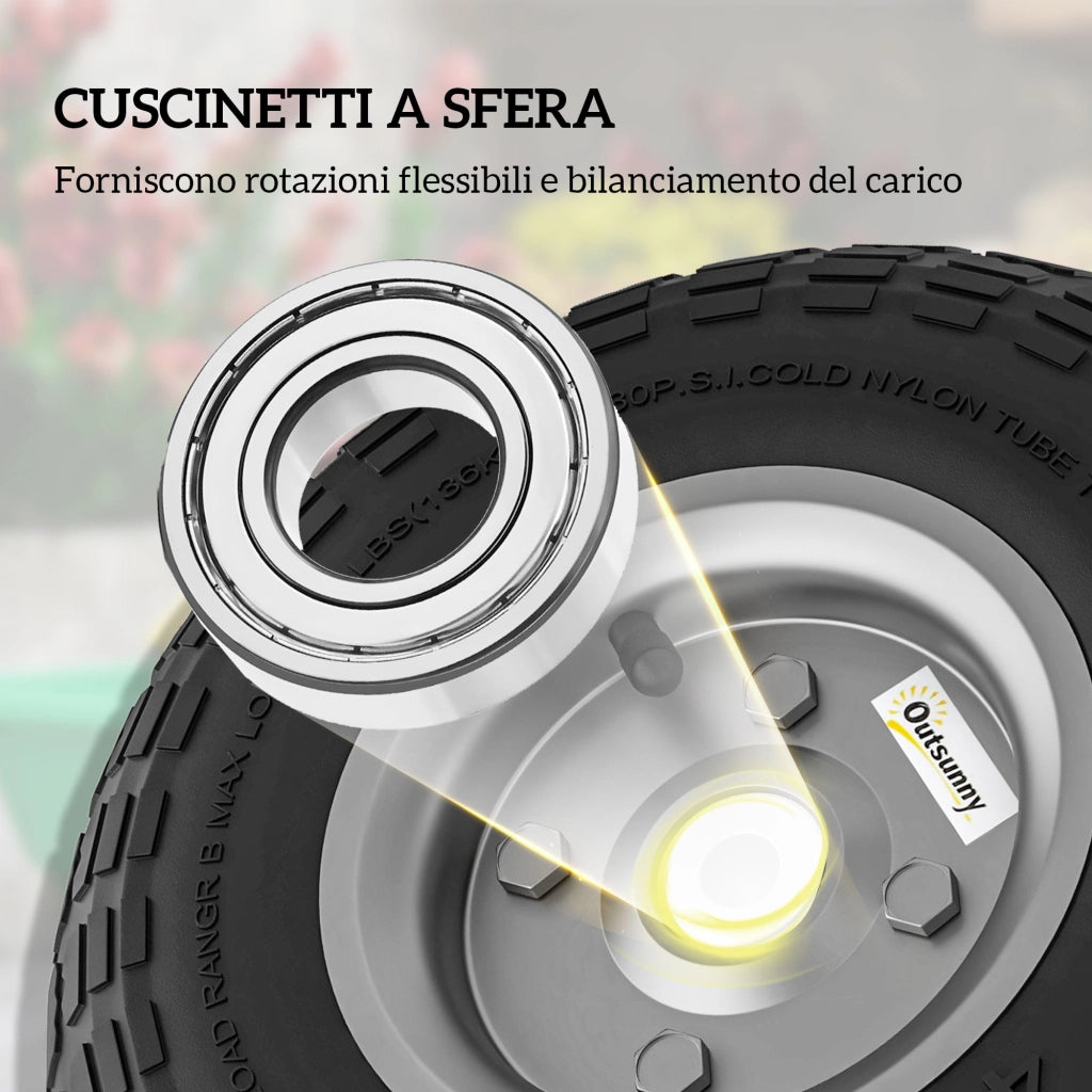 Ruote per Carrello ¨C Zephmum ¨C 2 Ruote, ?25.5x7.5 cm, Nero, Gomma e Acciaio