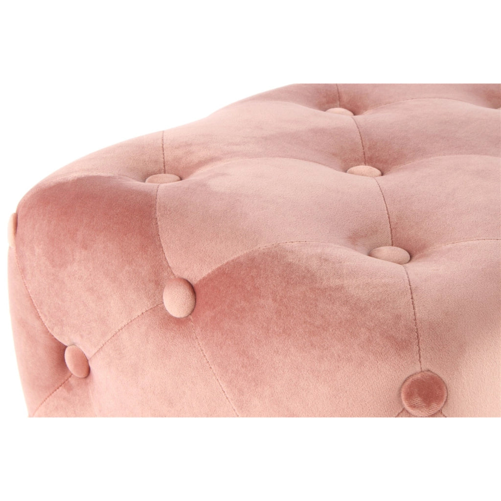 Panca pouf Piano in velluto rosa con bottoni decorativi