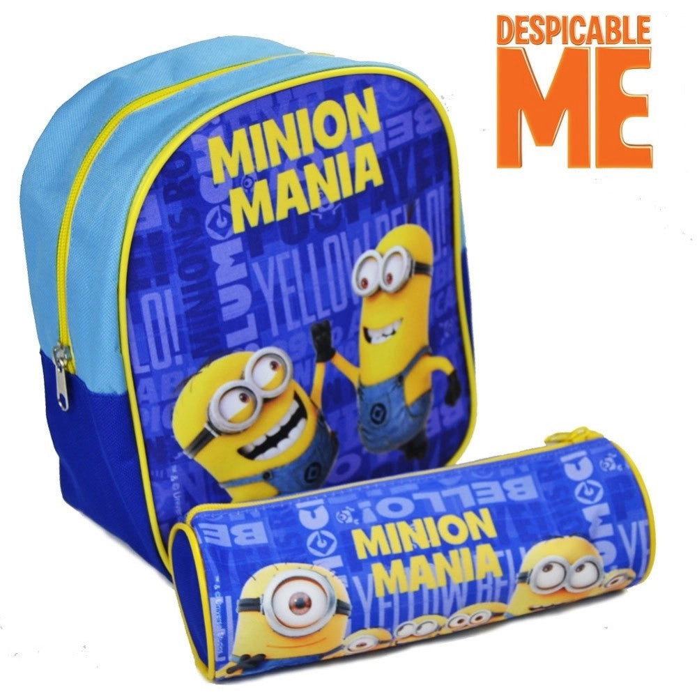 Trade Shop - Zaino Zainetto Asilo Minons Mania + Astuccio Tombolino Kit Scuola -