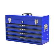 Cassettiera porta attrezzi con vano superiore e 3 cassetti - in acciaio - 60 x 29.5 x 42 cm - nero e blu