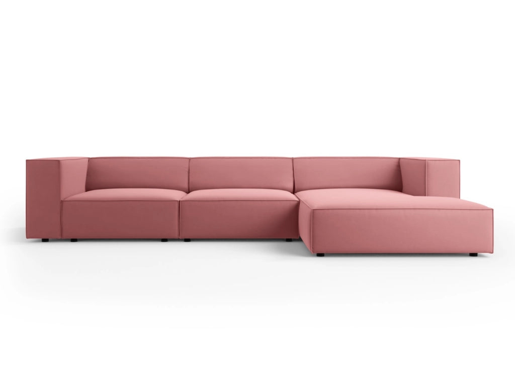 Cosmopolitan Design - Divano angolare destro "Arendal" 4 posti in velluto salmone 