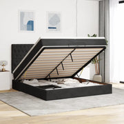 Struttura Letto Pouf con Materassi Nero 200x200 cm Velluto 3314416
