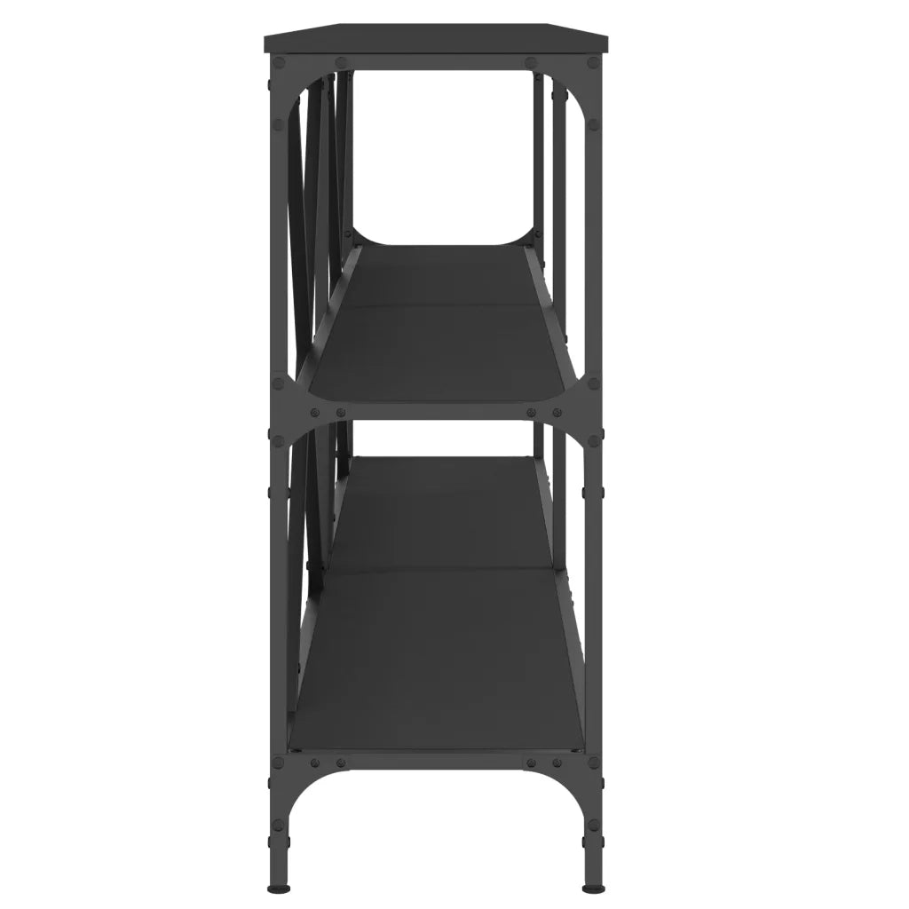 Tavolino Consolle-Tavolino da soggiorno-Tavolo Nero 180x30x75 cm Legno Multistrato e Ferro