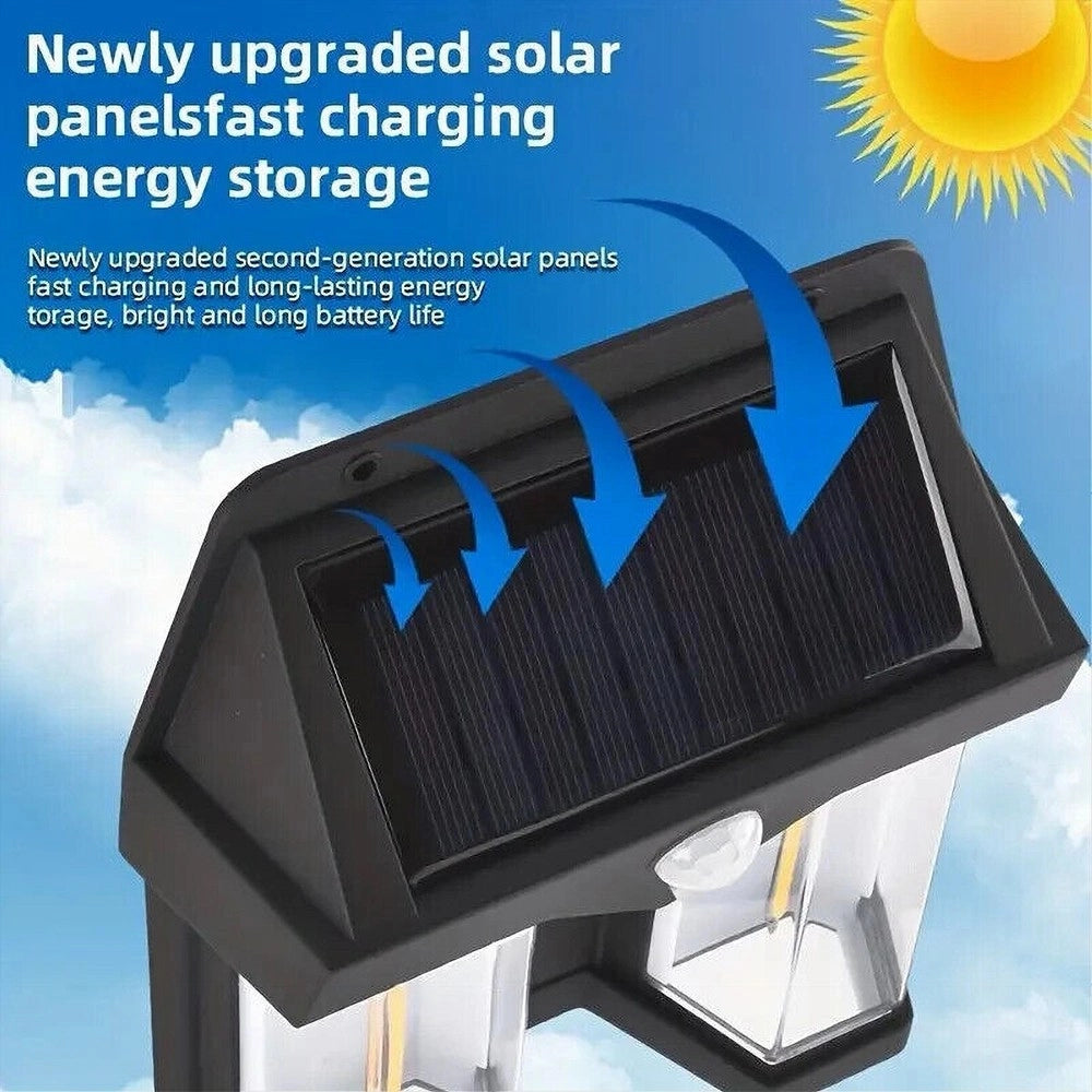 Trade Shop - Applique Doppia Lanterna Solare Led Tungsteno Sensore Movimento Ip65 Da Esterno -