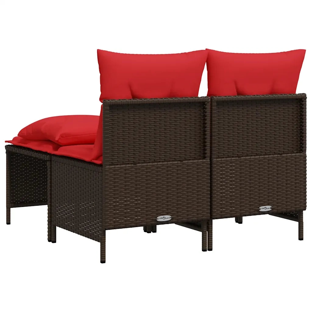 Set Divani da Giardino 4 pz con Cuscini Marrone in Polyrattan 368377