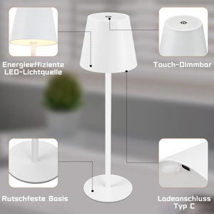 ZMH Lampada da tavolo LED wireless set 2 pezzi bianca 2600mAh touch ricaricabile USB per esterno camera letto