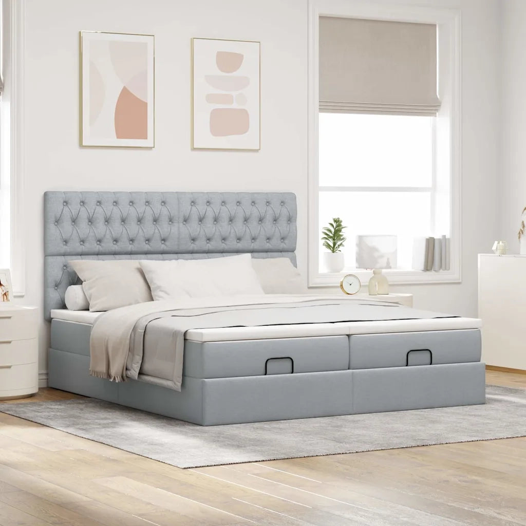 Struttura Letto Pouf con Materassi 200x200 cm in Tessuto 3314569