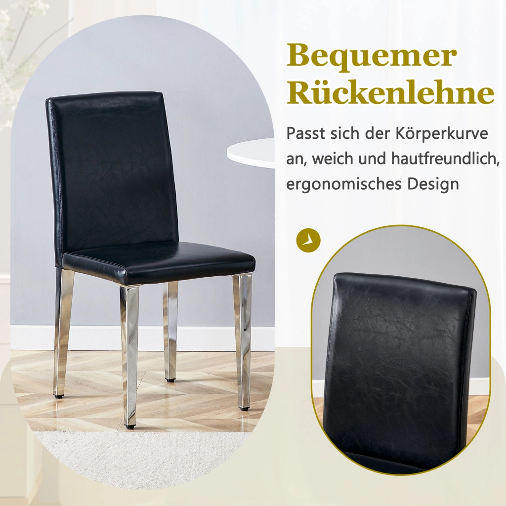 SEDIA da pranzo Set da 2 pezzi 90 cm nero e argento in PU e metallo
