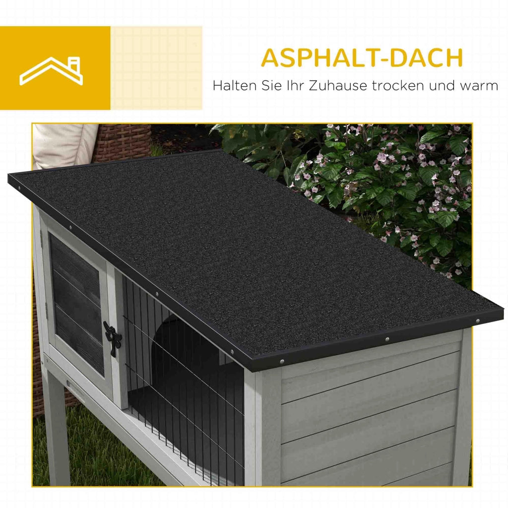 Gabbia per Conigli Legno di Abete ¨C zephmum ¨C Grigio 84x43x70 cm