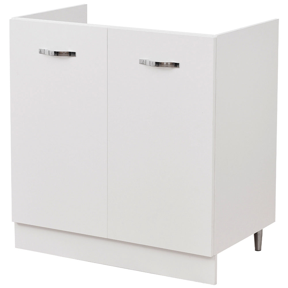 Mobile Cucina Sottolavello Componibile in Legno Colore Bianco con 2 Ante 80cm