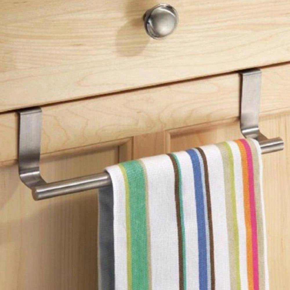 Trade Shop - Porta Asciugamani Strofinacci In Acciaio 23cm Per Ante Porte Con Aggancio Rapido -