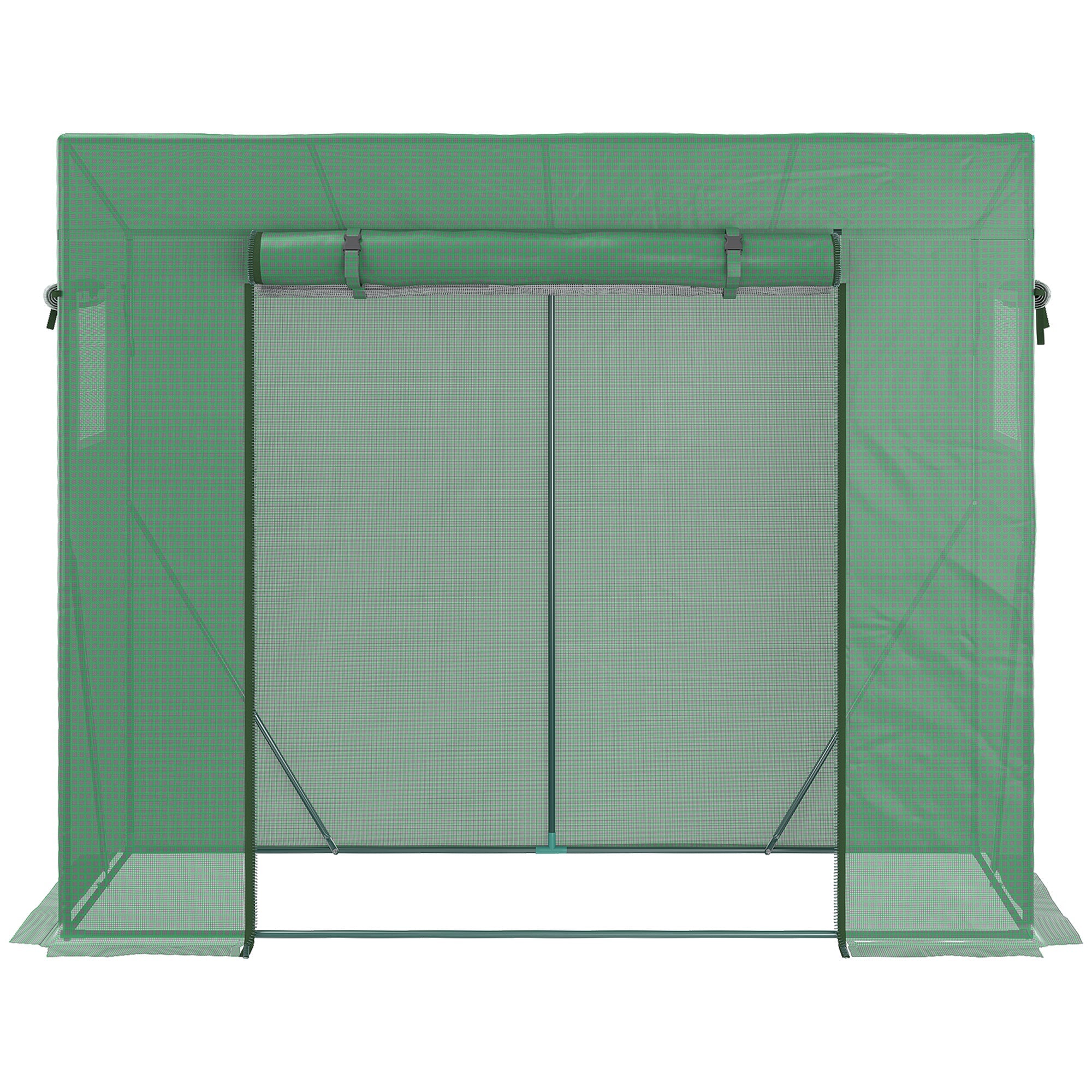 Serra da Giardino 200x77x148-169 cm 2 Finestre e Copertura Rinforzata in Acciaio e PE Verde