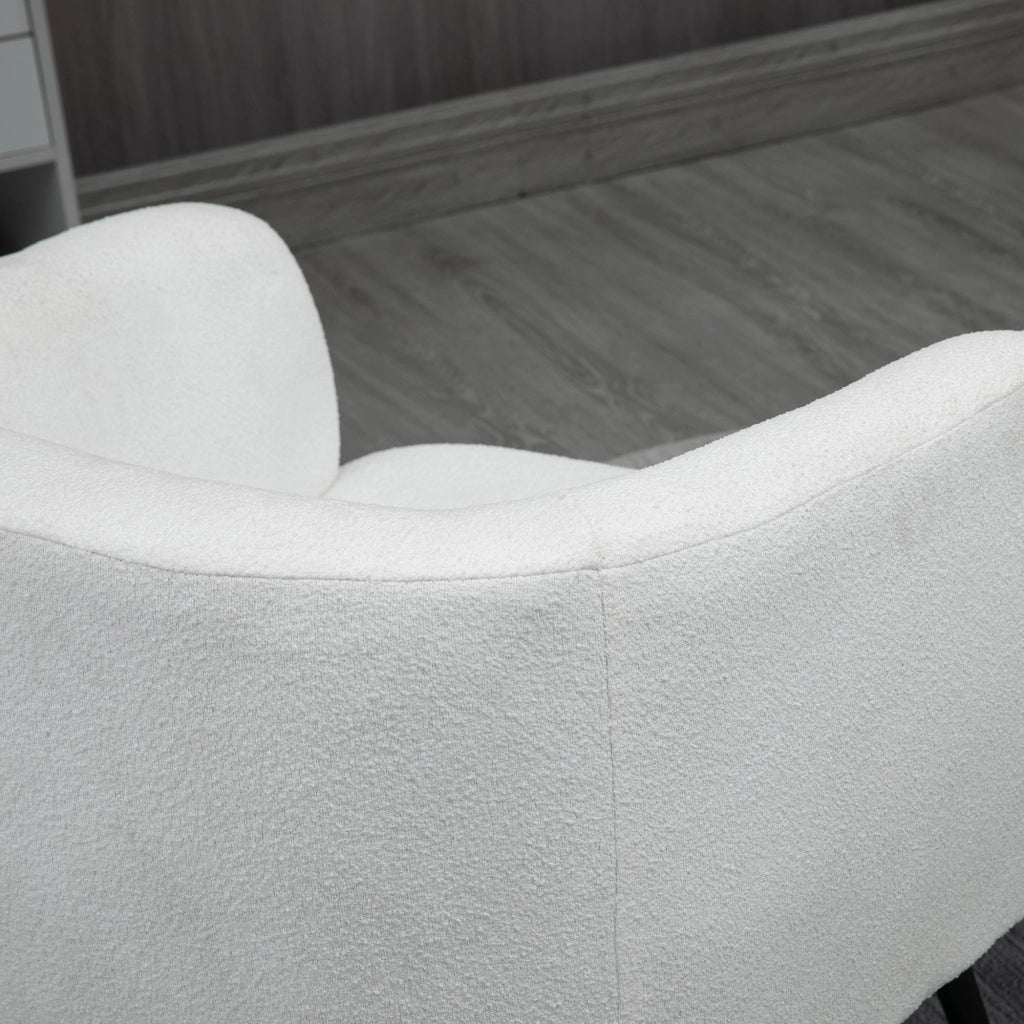Poltrona in tessuto boucl¨¦ con braccioli e gambe in metallo nero ¨C Zephmum ¨C 72x73x73 cm bianco