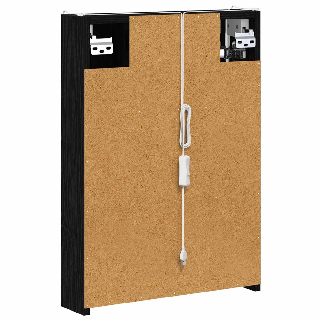 Mobiletto per specchio da bagno Rovere Nero 43 x 11,5 x 60,5 cm