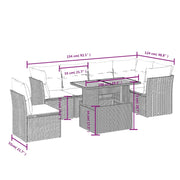 Set Divani da Giardino 7 pz con Cuscini Grigio in Polyrattan
