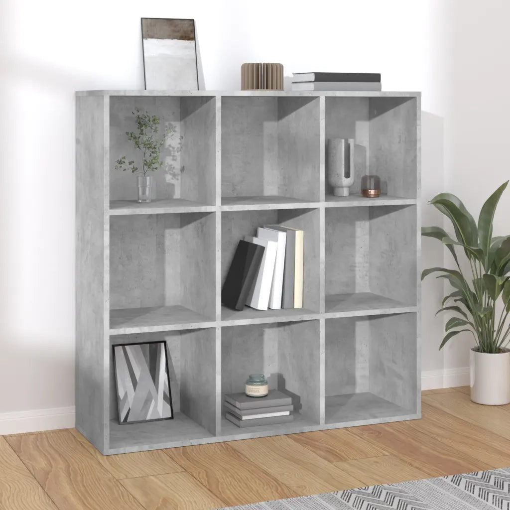 Libreria-Scaffale per Libri-Mobile di Stoccaggio Grigio Cemento 98x29x97,5 cm in Legno Multistrato