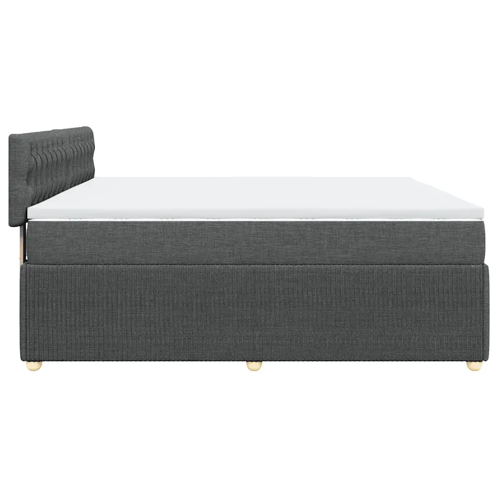 Giroletto a Molle con Materasso Grigio Scuro 200x200 cm Tessuto