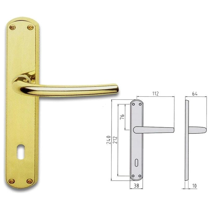 Ghidini 744088508 Milena Coppia Maniglie per Porta su Placca PY85 Q8 Compatibile Yale colore Ottone Satinato