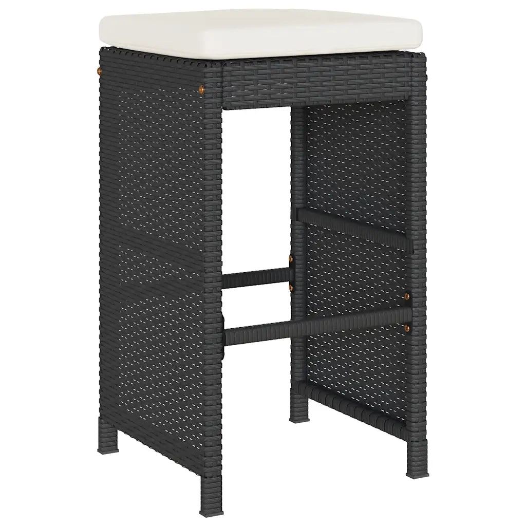 Sgabelli da Bar con Cuscini 2 pz Neri in Polyrattan CFW3794312